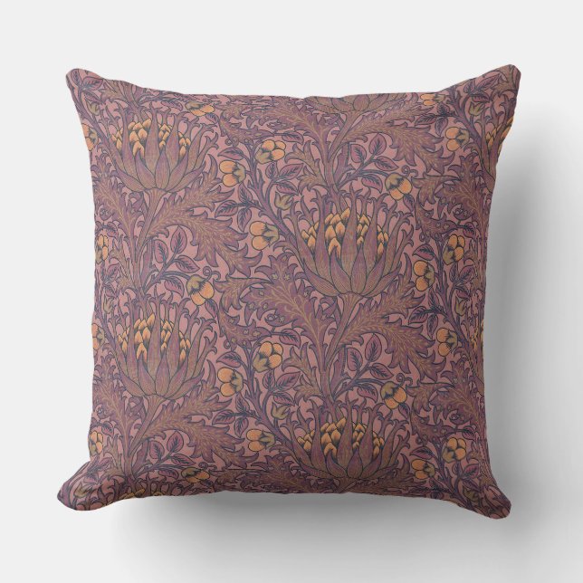 Cojín Decorativo William Morris Artichoke Wine and Gold (Anverso)