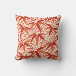 Cojín Decorativo William Morris Bamboo Print, Naranja mandarín
