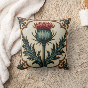 Cojín Decorativo William Morris cardo escocés floral vintage