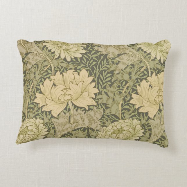 Cojín Decorativo William Morris Chrysanthemum Sage Flower (Reverso)