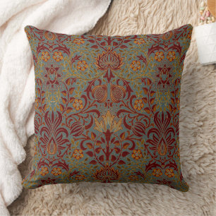 Cojín Decorativo William Morris Floral Persa Verde Cazador Oscuro