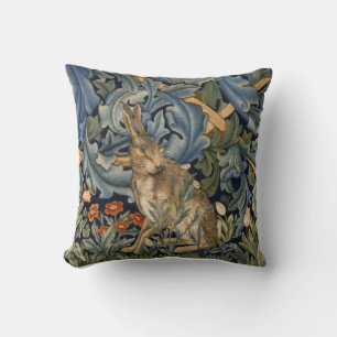 Cojín Decorativo William Morris Forest Rabbit Floral Art Nouveau