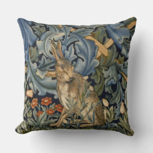 Cojín Decorativo William Morris Forest Rabbit Floral Art Nouveau