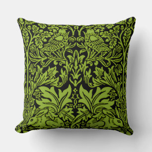 Cojín Decorativo William Morris Hermano Conejo Verde Sabio Negro