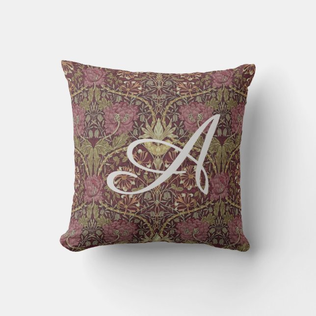 Cojín Decorativo William Morris, Honeysuckle, floral. patrón, arte (Anverso)