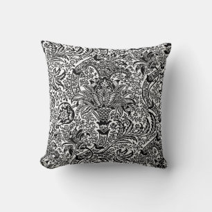 Cojín Decorativo William Morris indio, blanco y negro