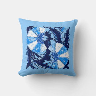 Cojín Decorativo William Morris Jacobino, Azul Marino y Azul Claro
