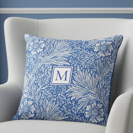 Cojín Decorativo William Morris Marigold Azul Monograma