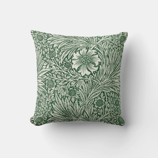Cojín Decorativo william morris marigold flor floral verde (Anverso)