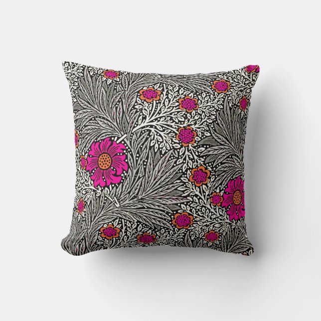 Cojín Decorativo William Morris Marigold, Gris / Gris y Blanco (Anverso)