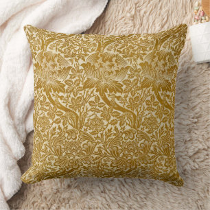 Cojín Decorativo William Morris Rosa y Flor de Cardo Dorado