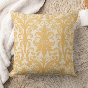 Cojín Decorativo William Morris Sauce & Oro Damasco de Lujo