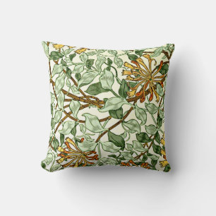 Cojín Decorativo William Morris - Sueño de miel en verde y oro