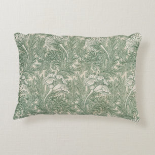 Cojín Decorativo William Morris Verde Salvia Estampado de Tulipán: