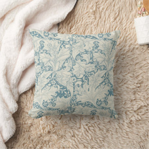 Cojín Decorativo William Morris Wallflower damasco azul floral