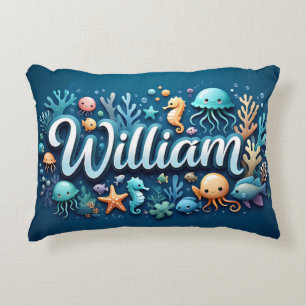 Cojín Decorativo William Name Ocean Theme Decorate Sea Life