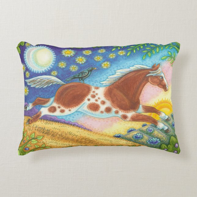 Cojín Decorativo Wilse Hill Folk Art Equine Pillow Susan Brack (Anverso)