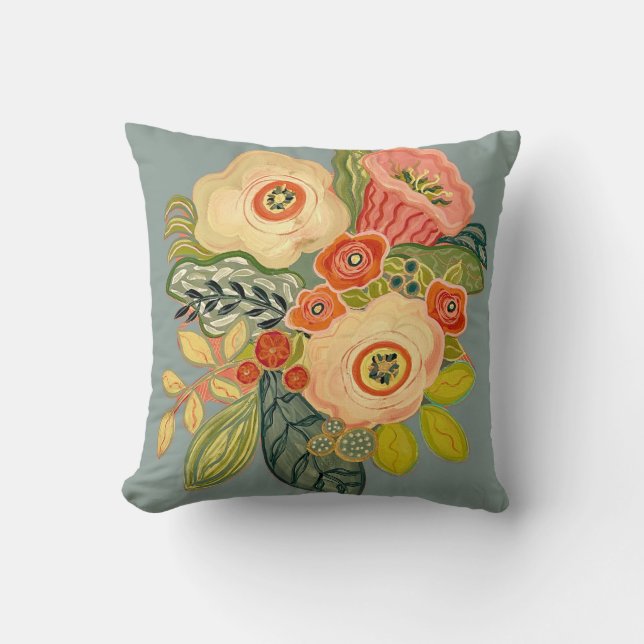 Cojín Decorativo Windflower y Trumpet - cielo plateado (Anverso)