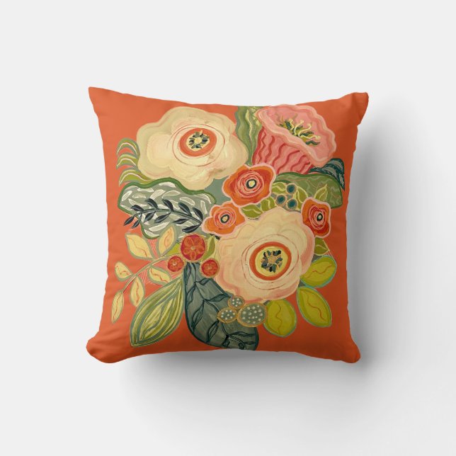 Cojín Decorativo Windflower y Trumpet - Naranja quemado (Anverso)