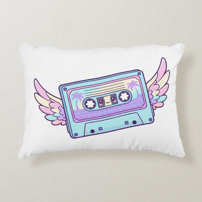 Cojín Decorativo Winged Retro Cassette (Anverso)