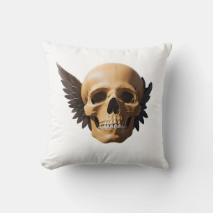 Cojín Decorativo Winged Skull Symbolizing Mortality and Freedom