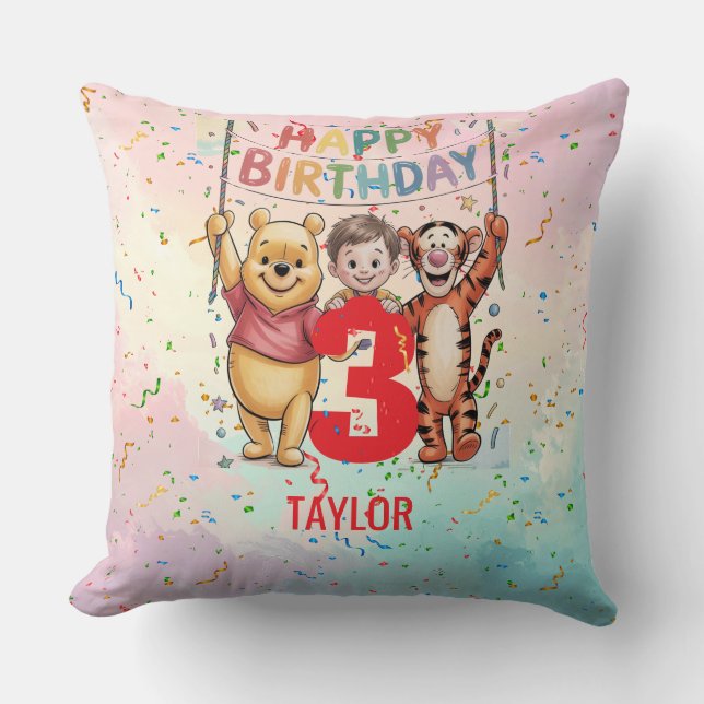 Cojín Decorativo Winnie the Pooh | Happy Birthday (Anverso)