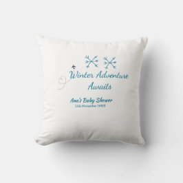 Cojín Decorativo Winter Adventure awaits baby shower blue snowflake