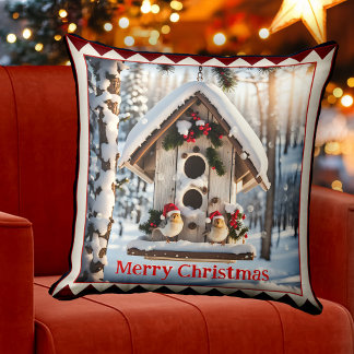 Cojín Decorativo Winter Bird House Navidades Arte Animal