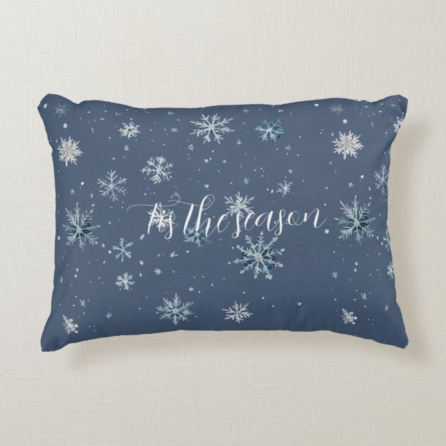 Cojín Decorativo Winter Blue Silver Snowflakes Christmas (Anverso)