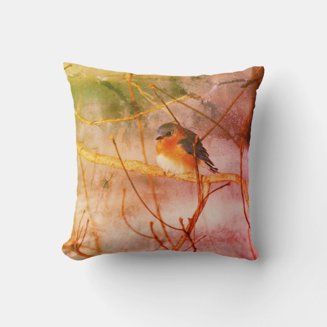 Cojín Decorativo Winter Bluebird Grunge (Anverso)