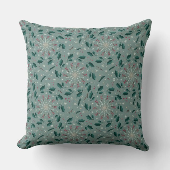 Cojín Decorativo Winter Botanical Snowflake Throw Pillow (Anverso)