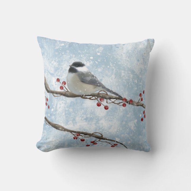 Cojín Decorativo Winter Chickadee Pillow (Anverso)