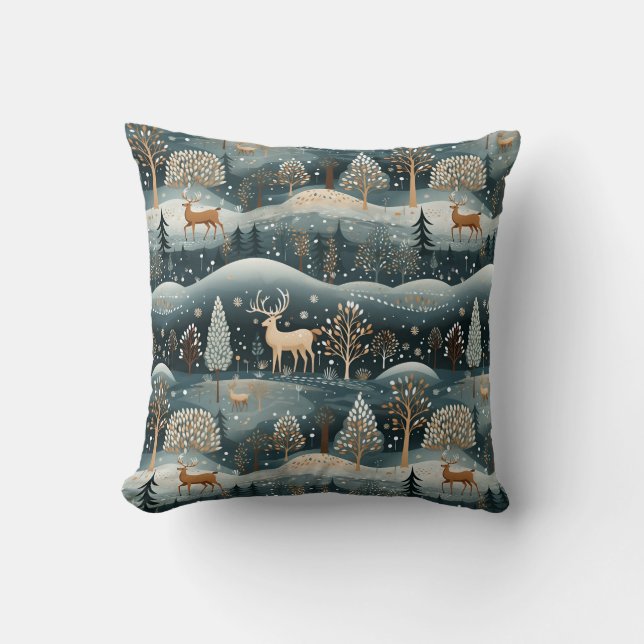 Cojín decorativo Winter Deer Wonderland (Anverso)