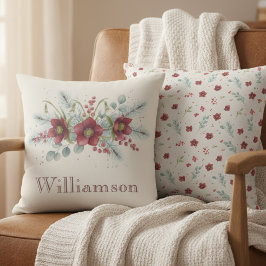 Cojín Decorativo Winter Floral Pillow – Holiday Elegance