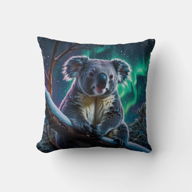 Cojín Decorativo Winter Koala y Southern Lights (Anverso)