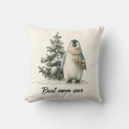 Cojín Decorativo Winter Penguin “Best Mom Ever” Design