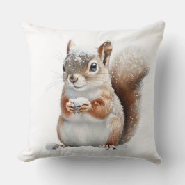 Cojín Decorativo Winter Snow Squirrel Throw Pillow