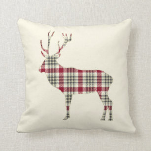 Cojín Decorativo Winter Tartan Plaid Deer