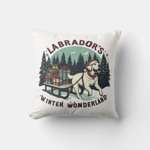 Cojín Decorativo Winter Wonderland Vintage Labrador Perro Navidades