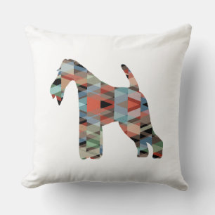 Cojín Decorativo Wire Fox Terrier Perro Raza Geo Silhouette Plaid