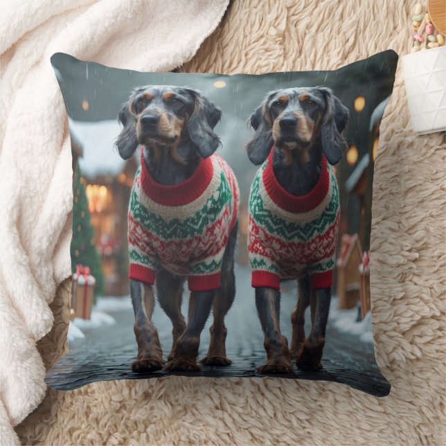 Cojín Decorativo Wired Haired Pointing Griffon Dogs Christmas Snow  (Manta)