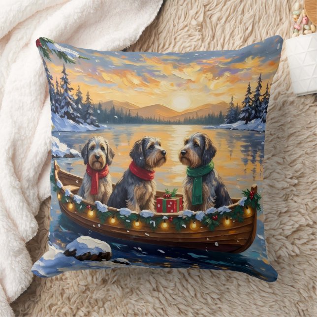 Cojín Decorativo Wirehaired Pointing Griffon Christmas Boat Holiday (Manta)