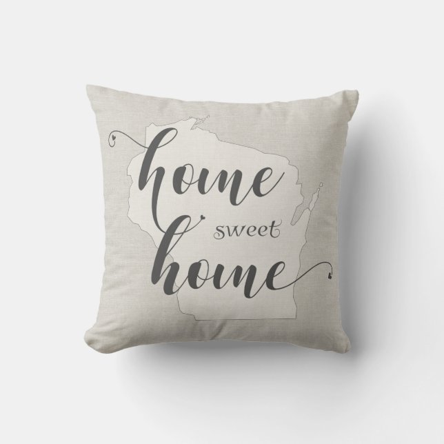 Cojín Decorativo Wisconsin - Home Sweet Home Burlap-look (Anverso)