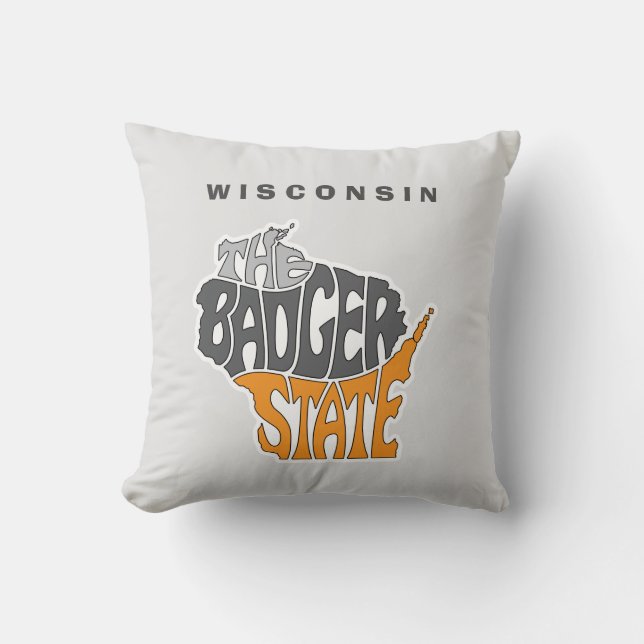 Cojín Decorativo Wisconsin State apodo Word Art (Anverso)