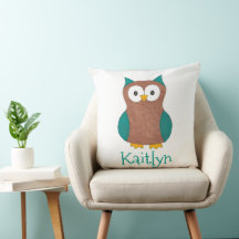 Wise Brown Blue Owl Bedroom Personalizado