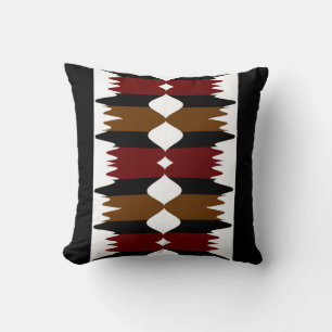 Cojín Decorativo Wisp indio sobre Black/White/Brown/Dark Red Throw 