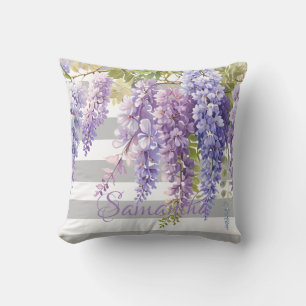 Cojín Decorativo Wisteria acuarela gris floral despojado