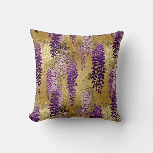 Cojín Decorativo Wisteria púrpura Chiyogami (Anverso)