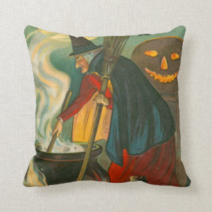 Cojín Decorativo Witch Broom Cauldron Jack O Lantern Bat Cat