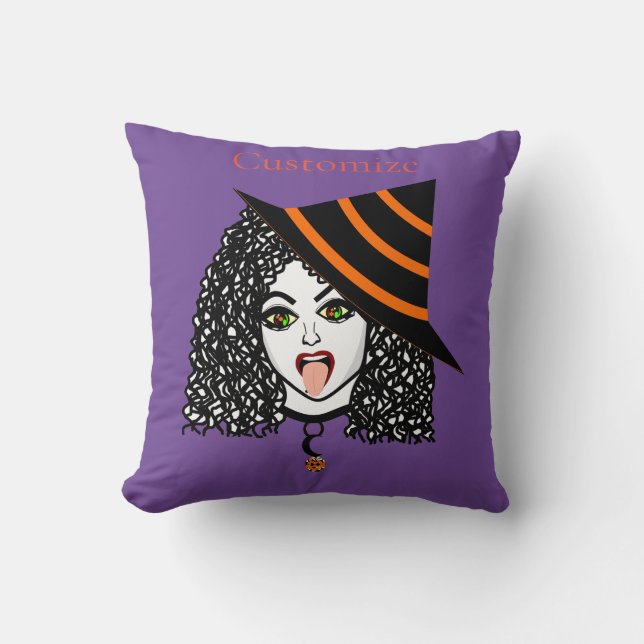 Cojín Decorativo Witch Thunder_Cove con cabello rizado (Anverso)